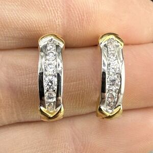 Ross Simons Sterling Silver Earrings Pierced Signed Rhinestone